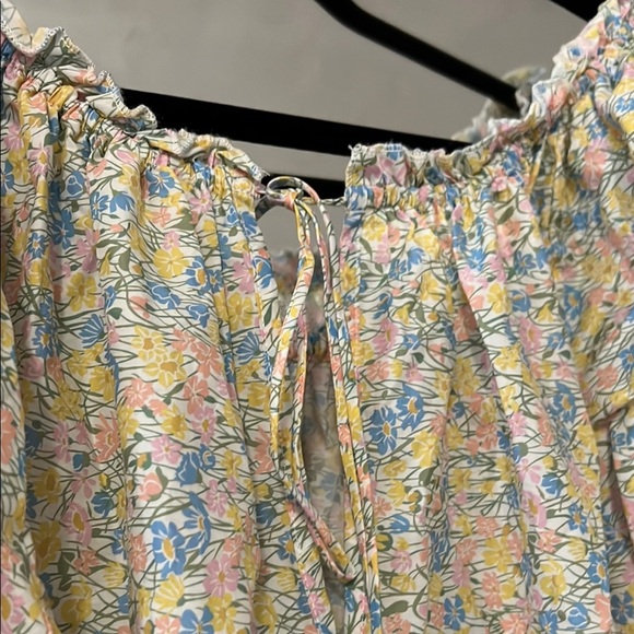 For Love & Lemon floral Puff Sleeve babydoll mini Dress XS - Picture 5 of 11